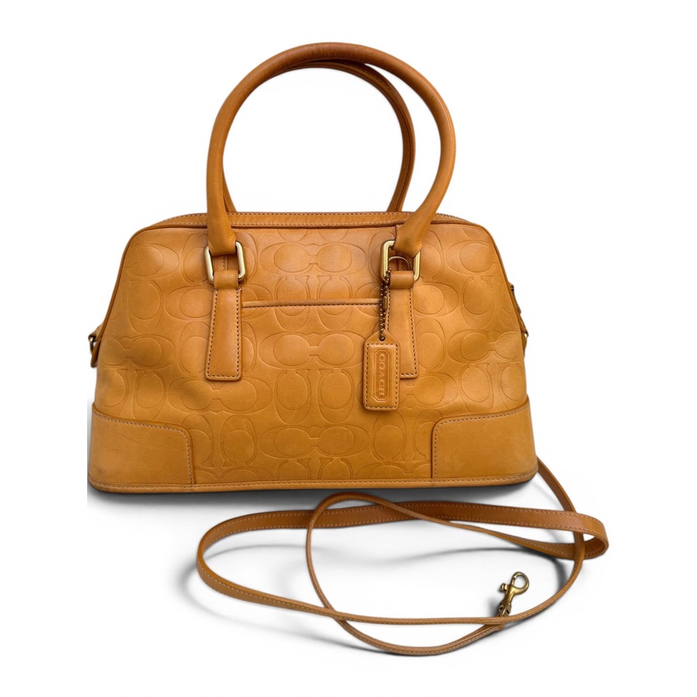 RARE‎ Coach Signature Embossed Tan French Calf Leather 2-Way Tote Bag L15-7011